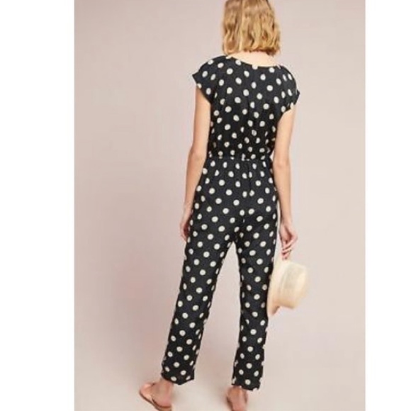 ANTHRO COREY LYNN CALTER Black White Polka Dot Jumpsuit, Size XS - Picture 4 of 11
